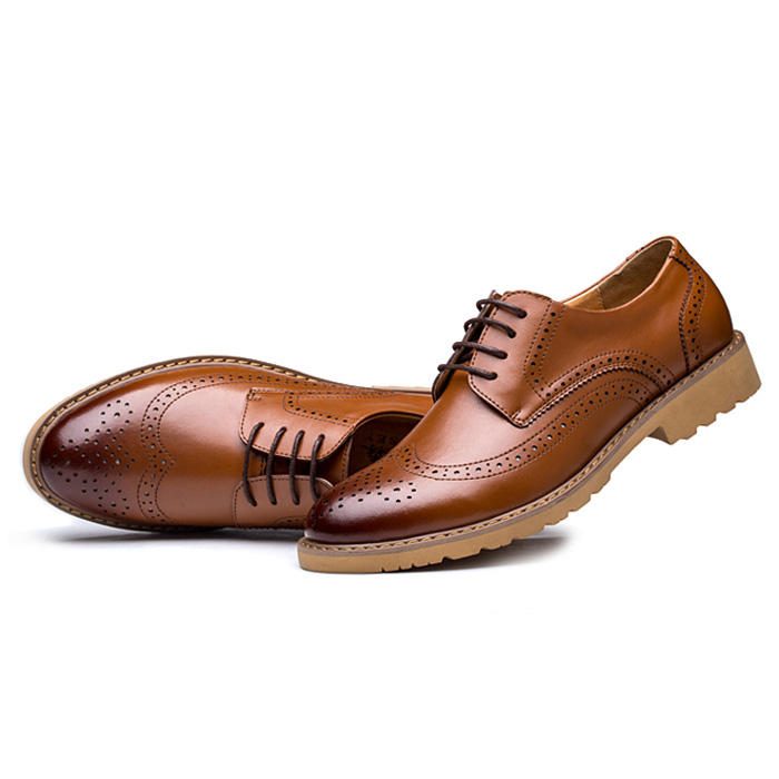 Brogue Utskåret Business Casual Oxfords I Ekte Skinn