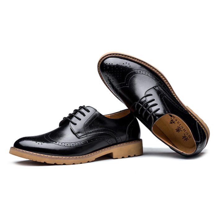 Brogue Utskåret Business Casual Oxfords I Ekte Skinn