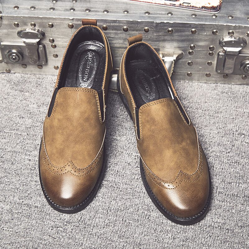 Business Casual Loafers For Menn Chelsea Slip On Work Dress Sko Med Håndsøm