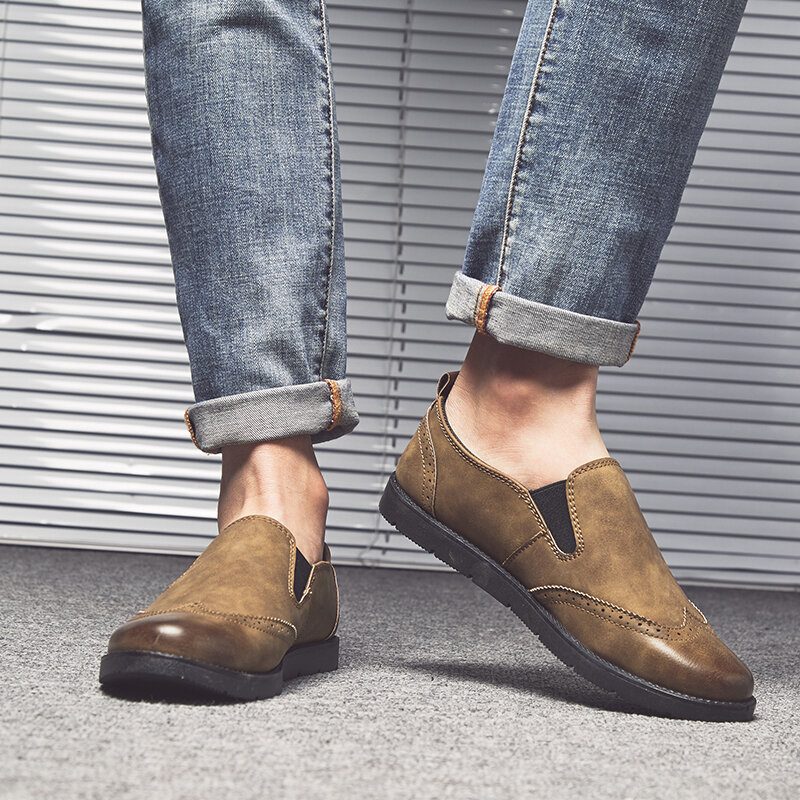 Business Casual Loafers For Menn Chelsea Slip On Work Dress Sko Med Håndsøm