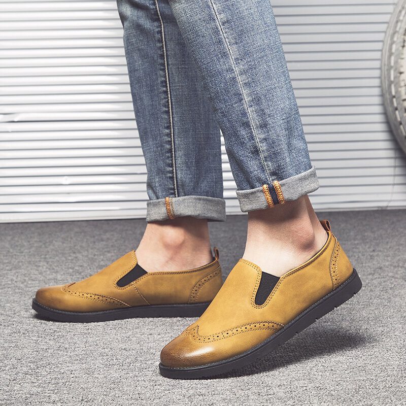 Business Casual Loafers For Menn Chelsea Slip On Work Dress Sko Med Håndsøm