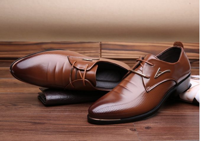 Business-kjole For Menn Formell Oxfords-skinn Loafers Flate Snøre Fritidssko