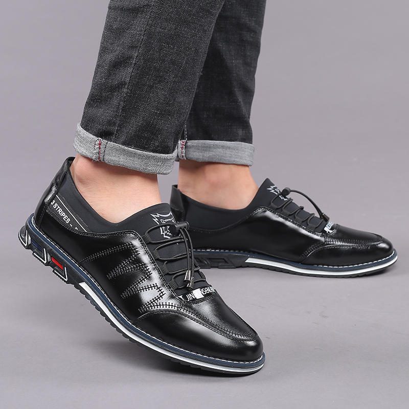 Cow Split Leather Spicing Elastisk Casual Business Oxfords