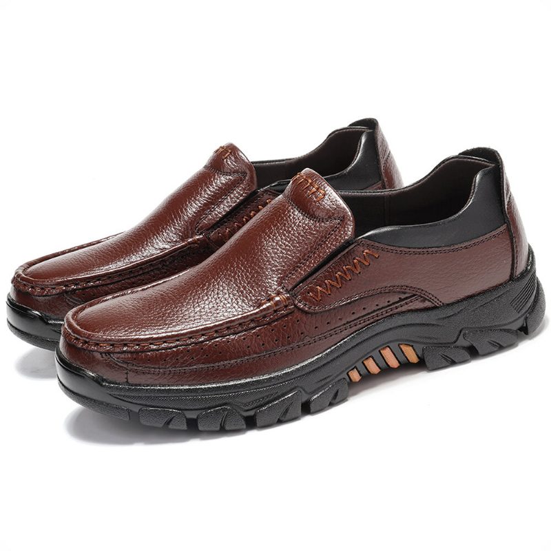 Ekte Kuskinn For Menn Vanntett Behagelig Sklisikker Myk Slip-on Uformelle Oxfords