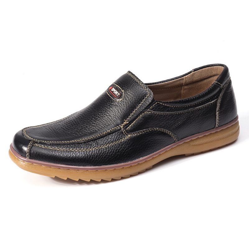 Herre Ekte Kuskinn Slip On Myk Såle Komfortabel Sklisikker Casual Oxfords