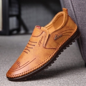 Herre Mikrofiber Skinn Sklisikker Myk Såle Casual Business Loafers