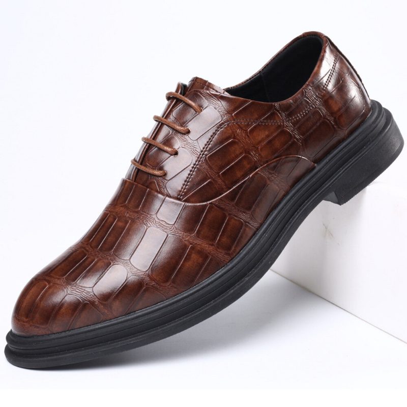 Herre Skinn Komfortabel Myk Såle Crocodile Grain England Style Casual Business Sko