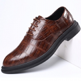 Herre Skinn Komfortabel Myk Såle Crocodile Grain England Style Casual Business Sko