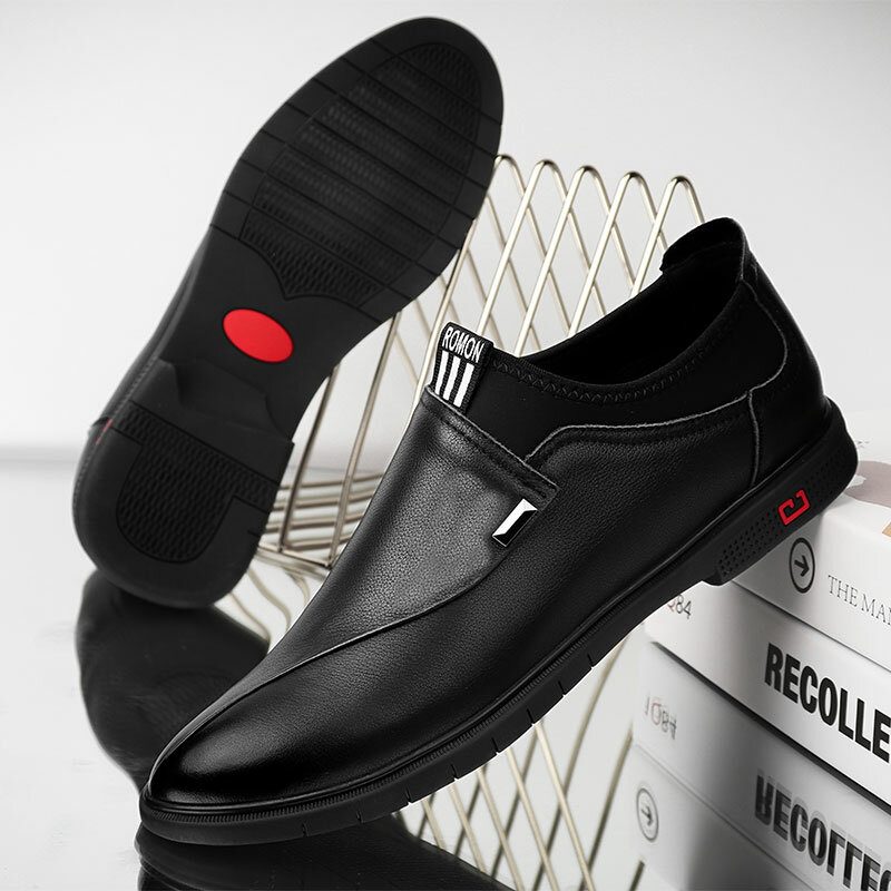 Herrebukse Skinn Ren Farge Søm Slip-on Business Formelle Loafers Sko