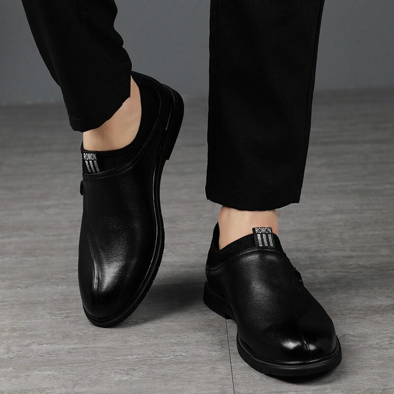 Herrebukse Skinn Ren Farge Søm Slip-on Business Formelle Loafers Sko