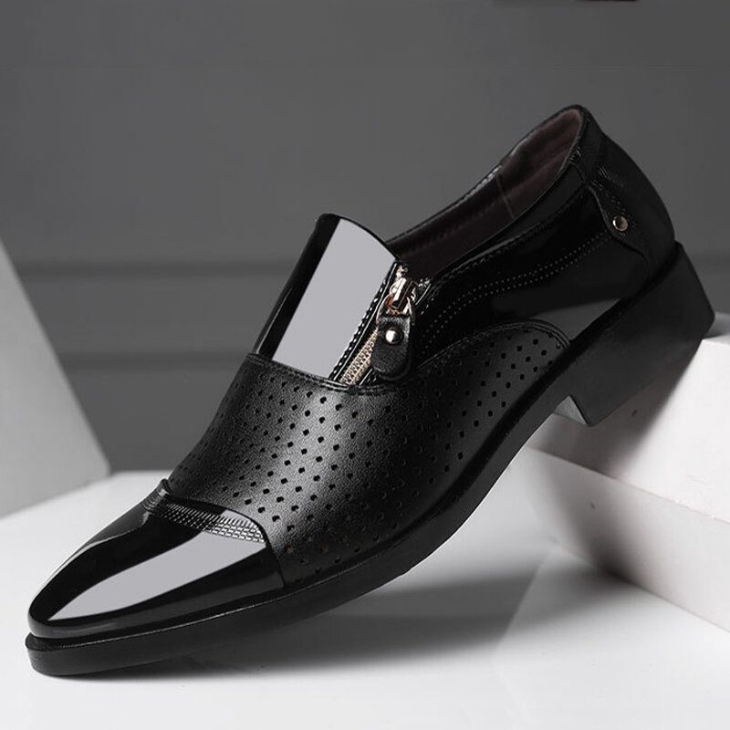 Herreskinn Hult Ut Pustende Myk Såle Slip On Casual Oxford Business Sko