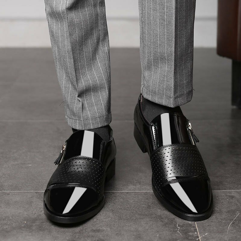 Herreskinn Hult Ut Pustende Myk Såle Slip On Casual Oxford Business Sko