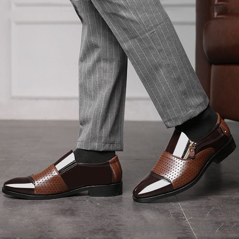 Herreskinn Hult Ut Pustende Myk Såle Slip On Casual Oxford Business Sko