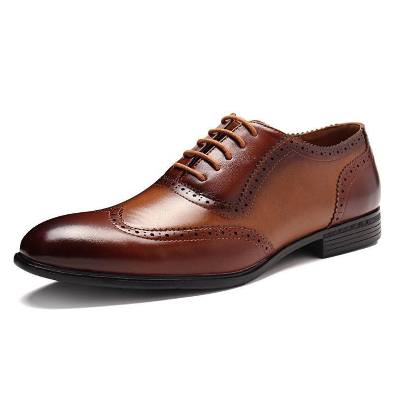 Menn Brogue Carved Spicing Leather Pointed Toe Business Oxfords