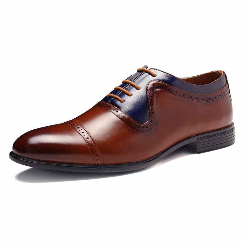 Menn Brogue Carved Spicing Leather Pointed Toe Business Oxfords