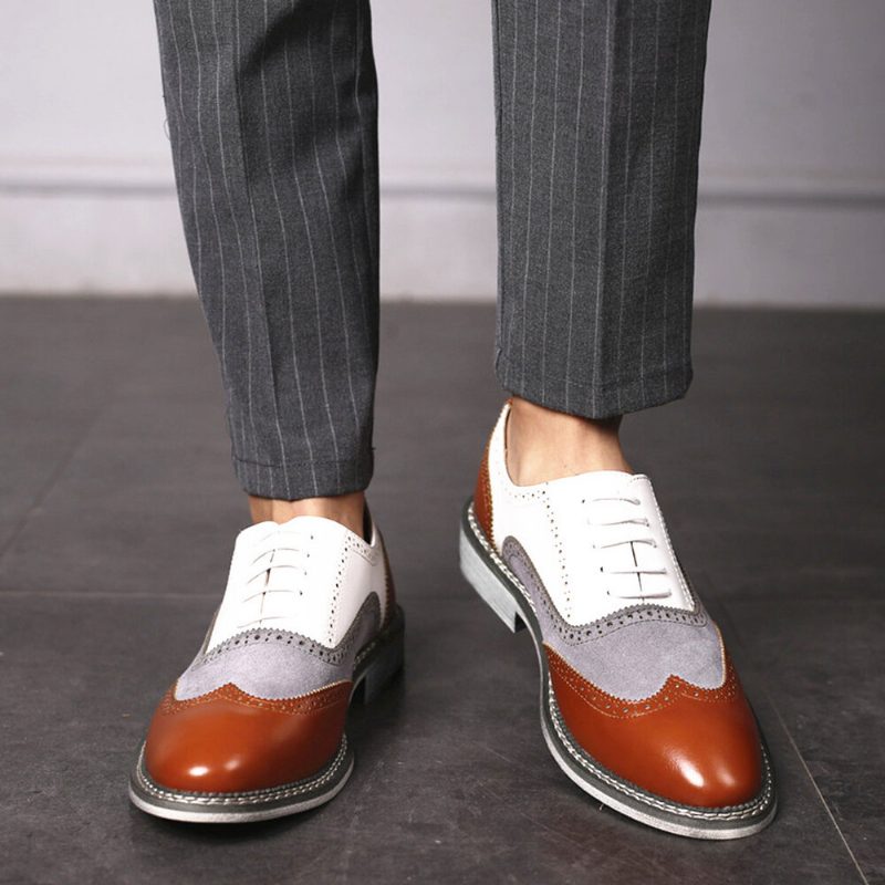 Menn Brogue Colorblock Oxfords Snøring Business Casual Formell Sko