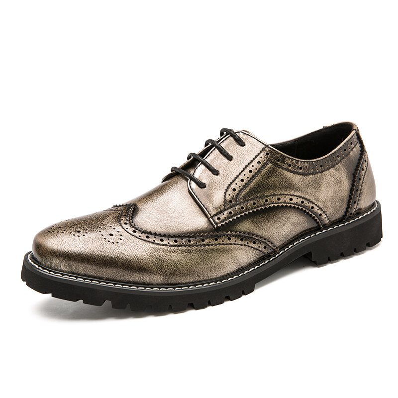 Menn Brogue Craved Retro Gentleman Dress Sko