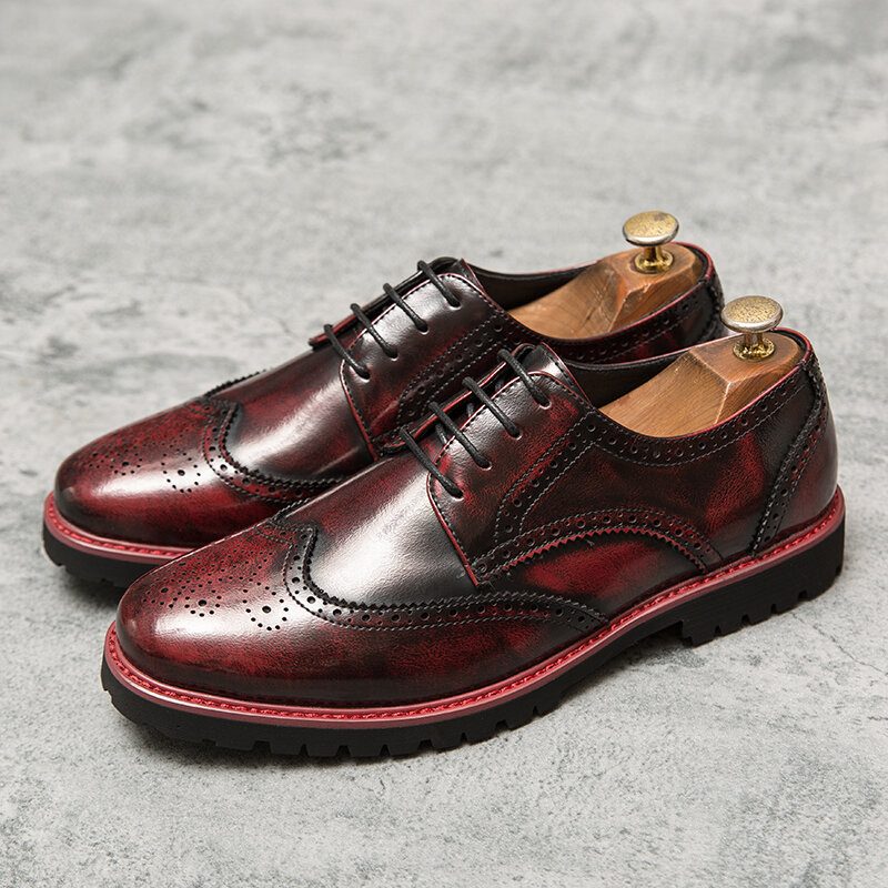 Menn Brogue Craved Retro Gentleman Dress Sko