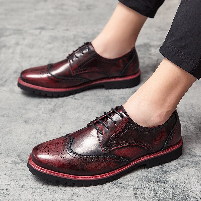 Menn Brogue Craved Retro Gentleman Dress Sko