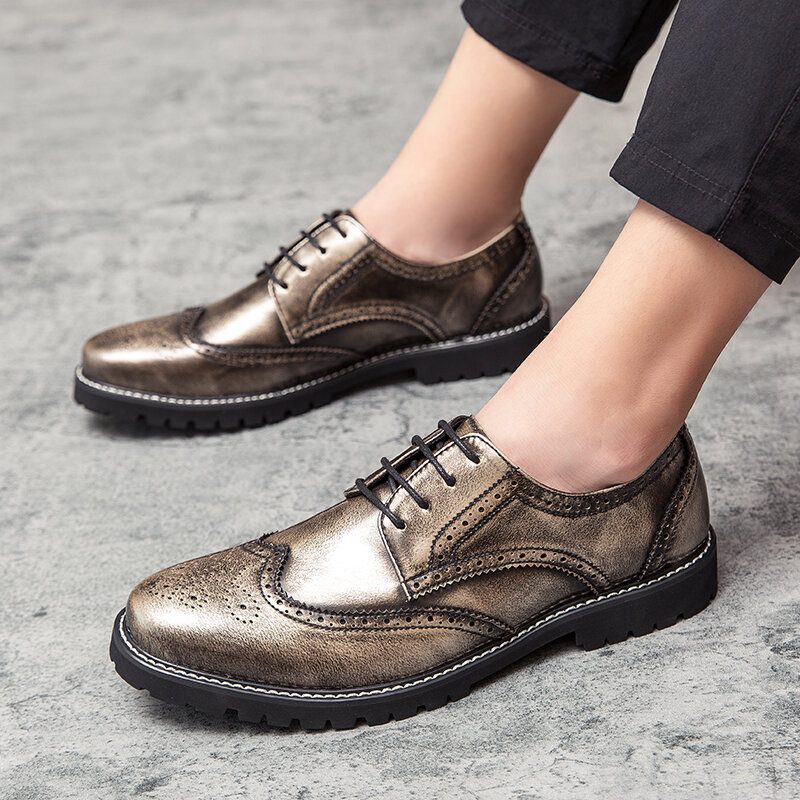 Menn Brogue Craved Retro Gentleman Dress Sko