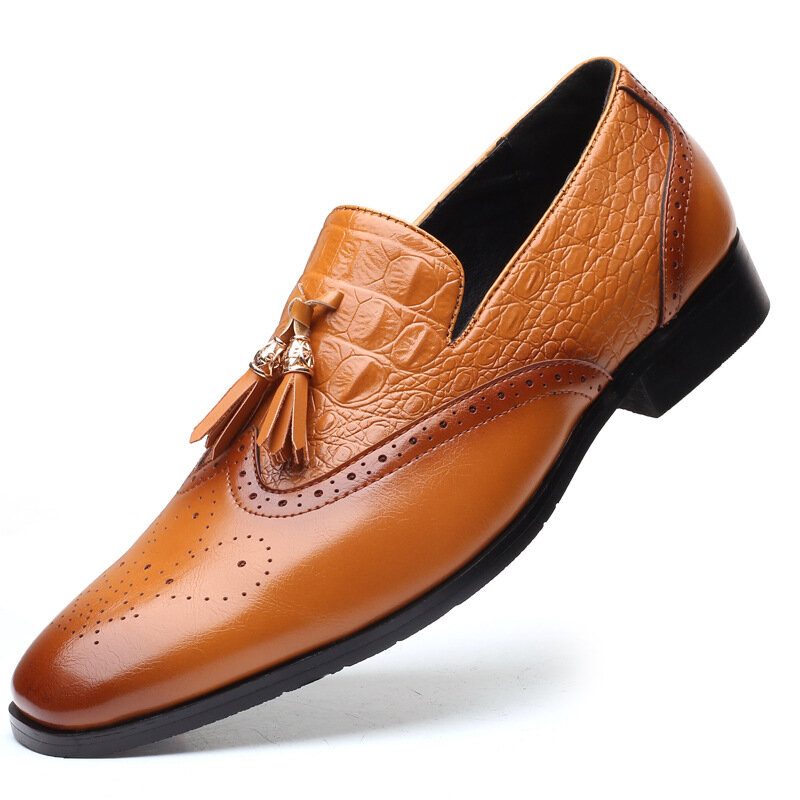 Menn Brogue Dusk Decor Dress Loafers Slip On Business Uformelle Formelle Sko