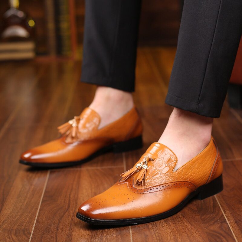 Menn Brogue Dusk Decor Dress Loafers Slip On Business Uformelle Formelle Sko