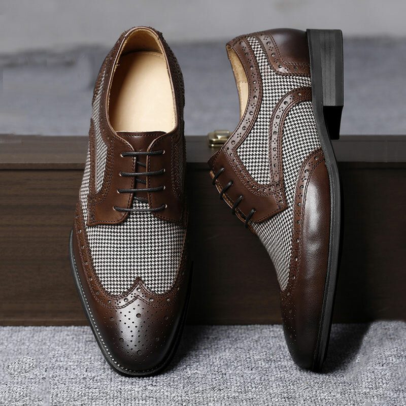 Menn Brogue Splicing Business Formelle Snøre Oxfords Sko