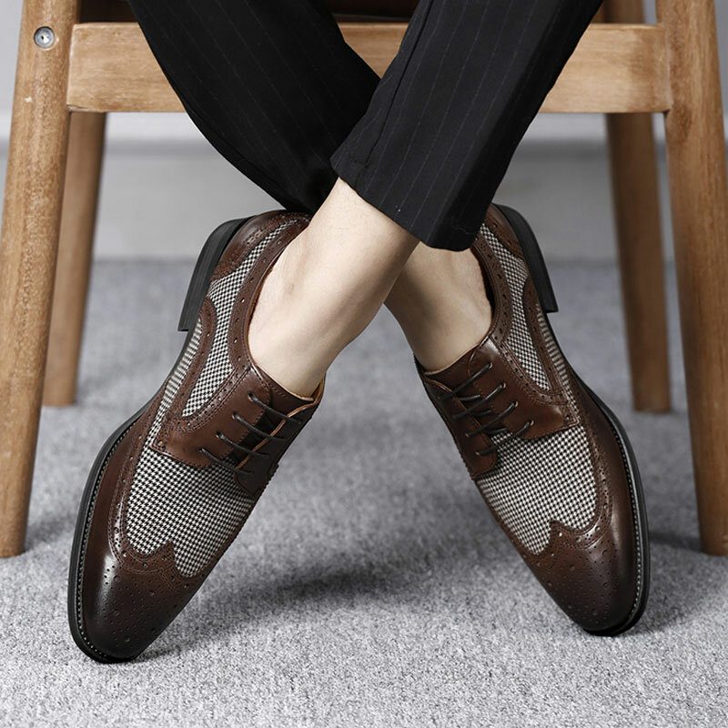 Menn Brogue Splicing Business Formelle Snøre Oxfords Sko