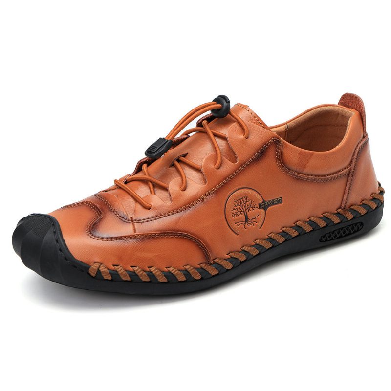 Menn Håndsøm Sklisikker Myk Såle Casual Leather Oxfords