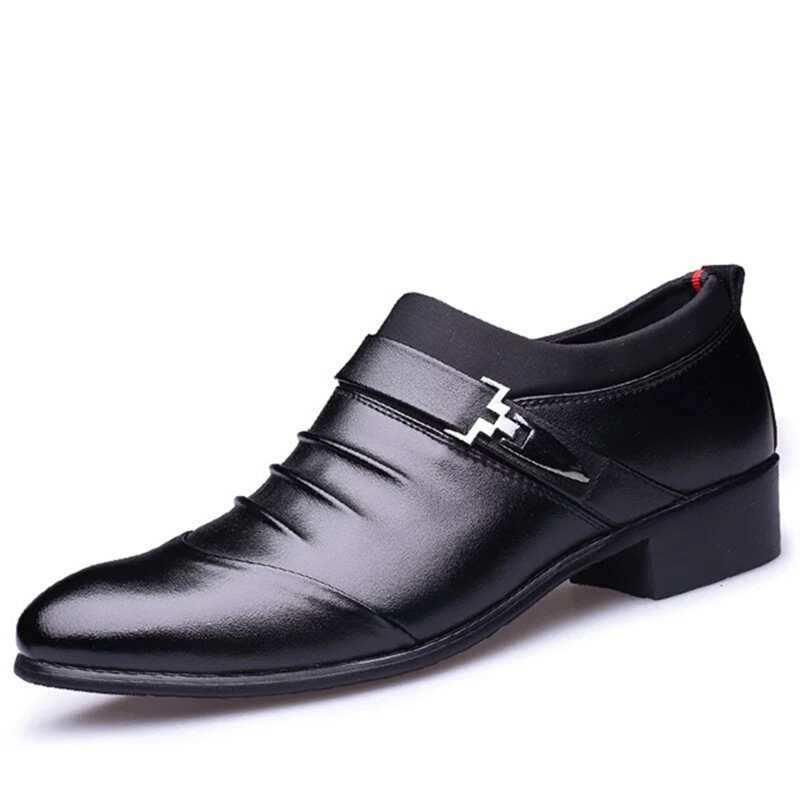 Menn Pure Color Slip On Casual Myk Business Office Leather Oxfords