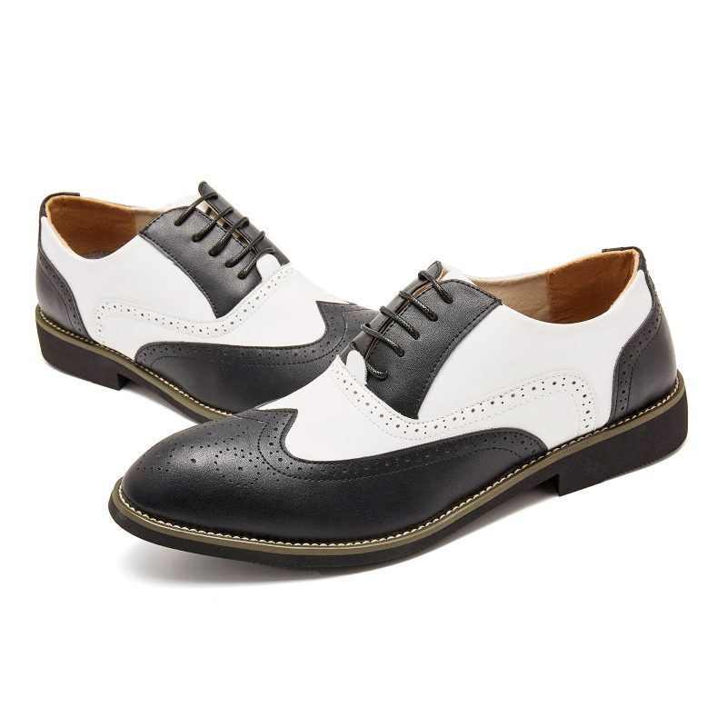 Menn Skinn Vintage Brogue Gravert Britisk Snøring Business Dress Sko