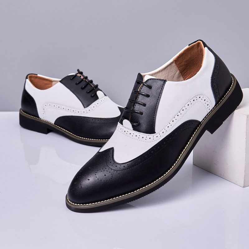 Menn Skinn Vintage Brogue Gravert Britisk Snøring Business Dress Sko