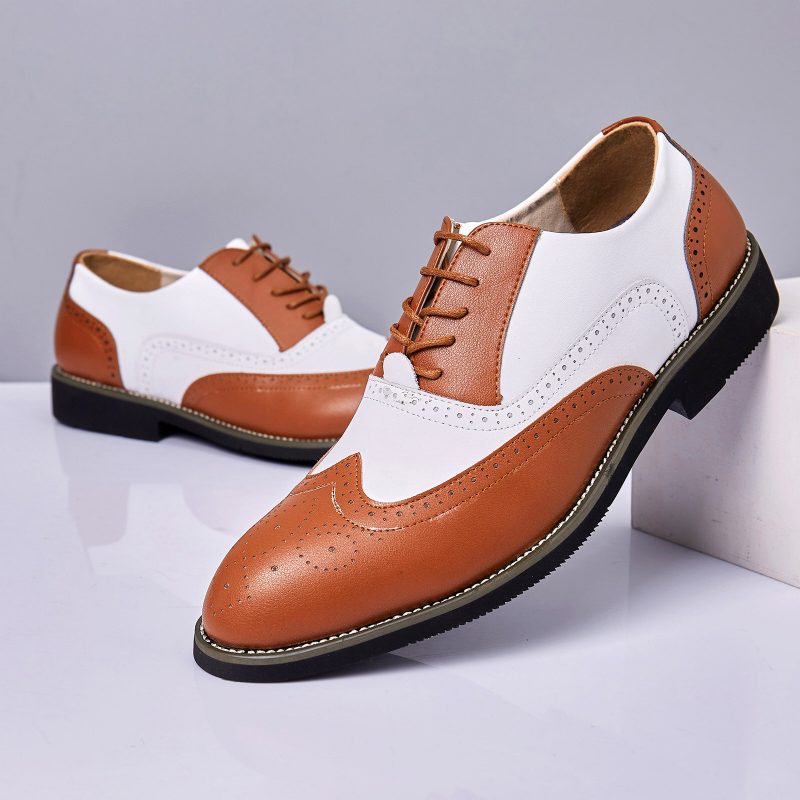 Menn Skinn Vintage Brogue Gravert Britisk Snøring Business Dress Sko