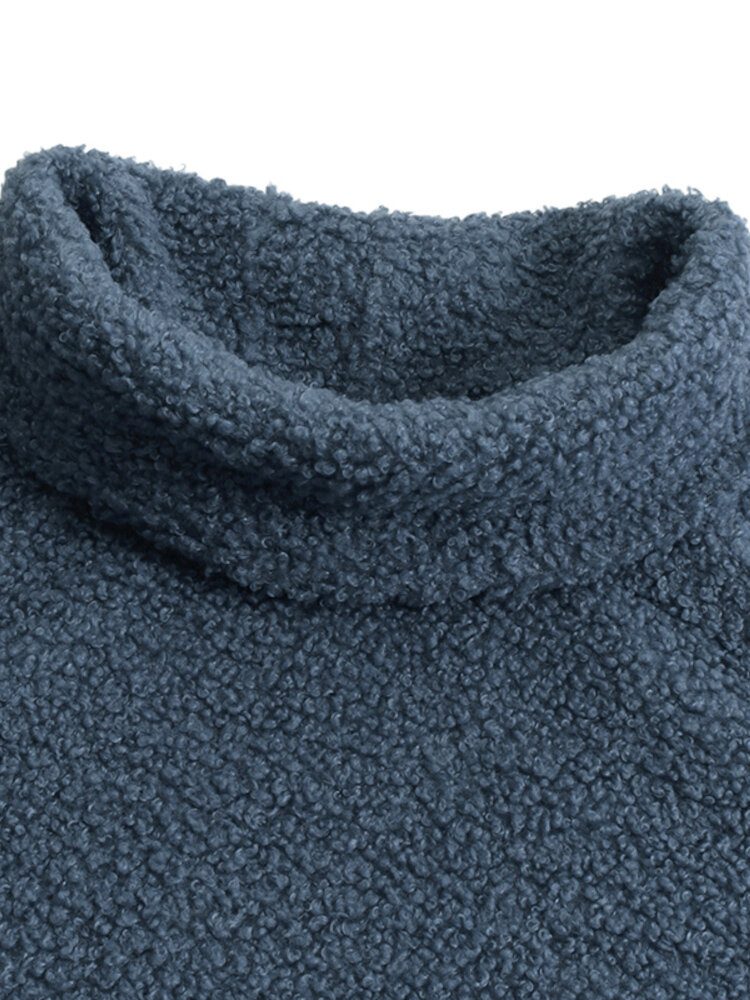 Dame Fleece Lang Solid Turtleneck Langermet Ankellengde Fritidskjoler