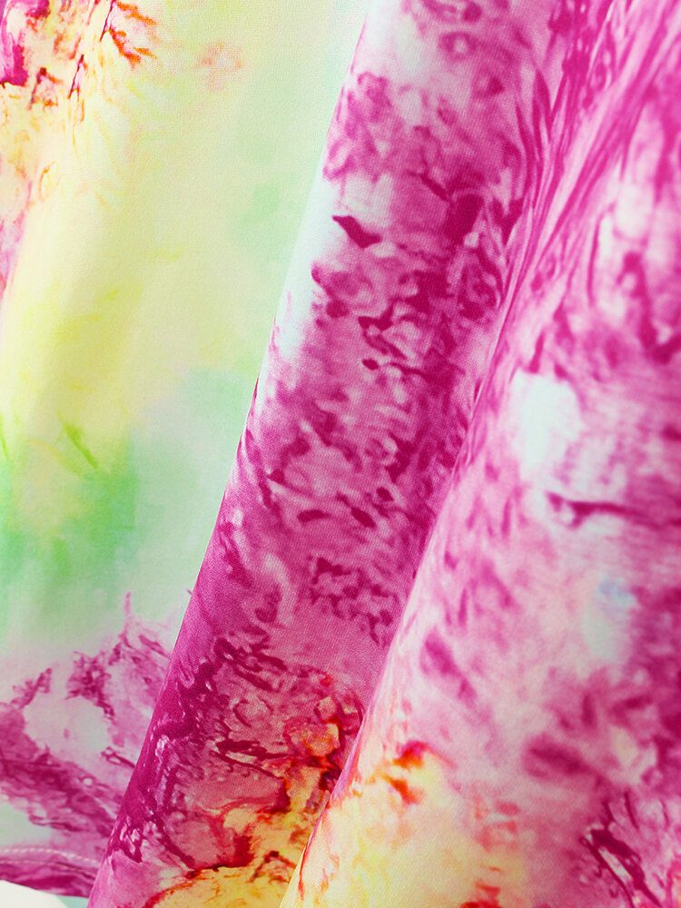 Dame Tie Dye Bandasje Langermet Design Bluse