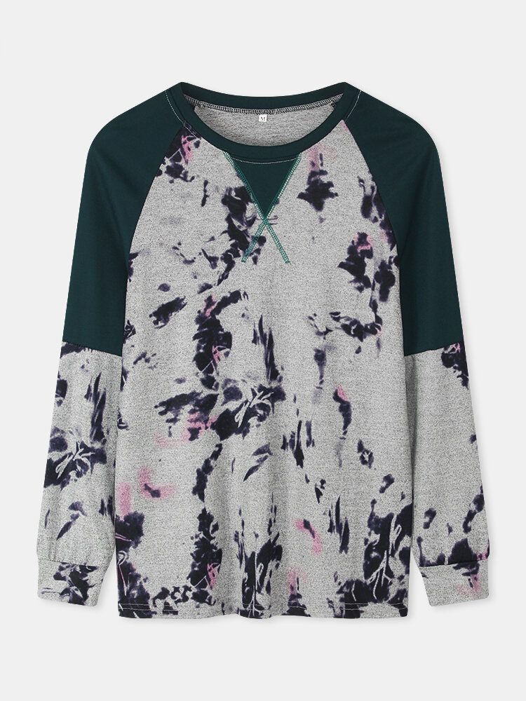 Dame Tie Dye Patchwork Raglan Sleeves Bluse