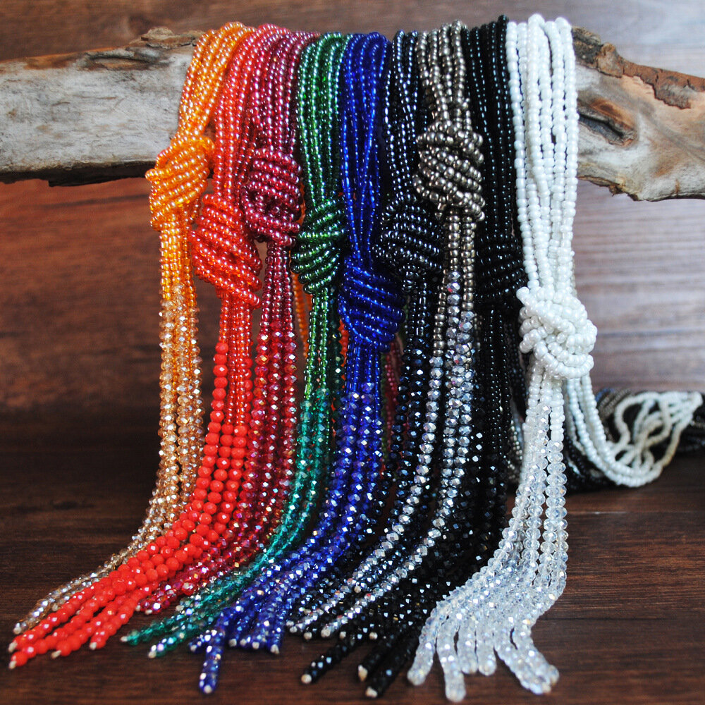 Bohemian Colorful Beaded Flerlags Halskjede Gjennomsiktig Dusk Krystallgenserkjede