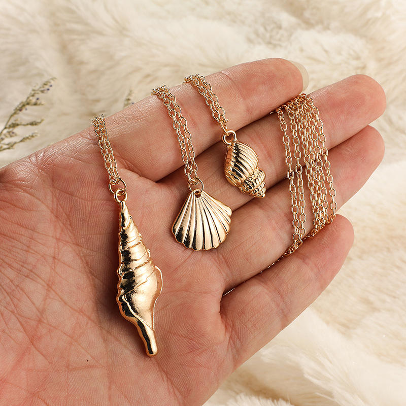 Bohemian Shell Anheng Flerlags Halskjede Conch Chain Halskjede Vintage Smykker For Kvinner