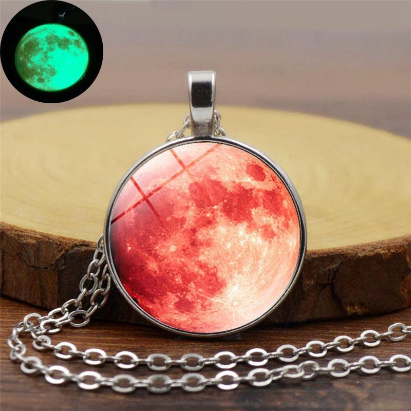 Retro Luminous Moon Langt Halskjede Sliver Alloy Genser Halskjede Unisex