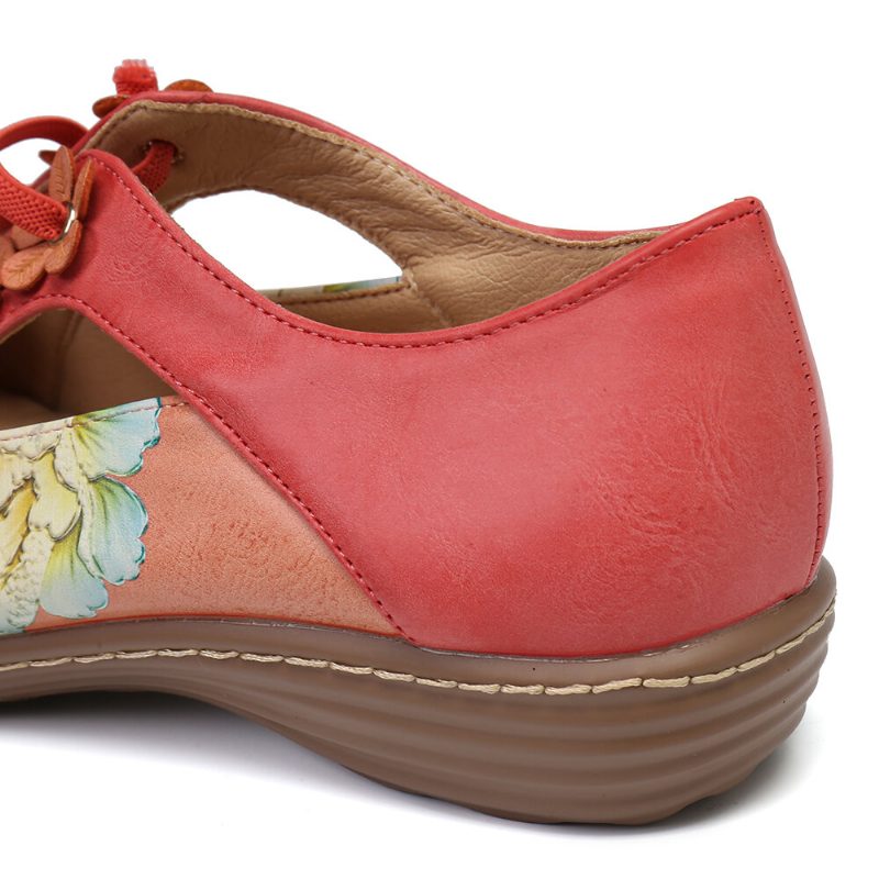 Blomstermønster Elastisk Bånd Rund Tåskjøting Retro Casual Flats