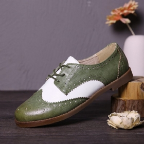 Color Block Snøring Casual Dame Brogue Flats Sko