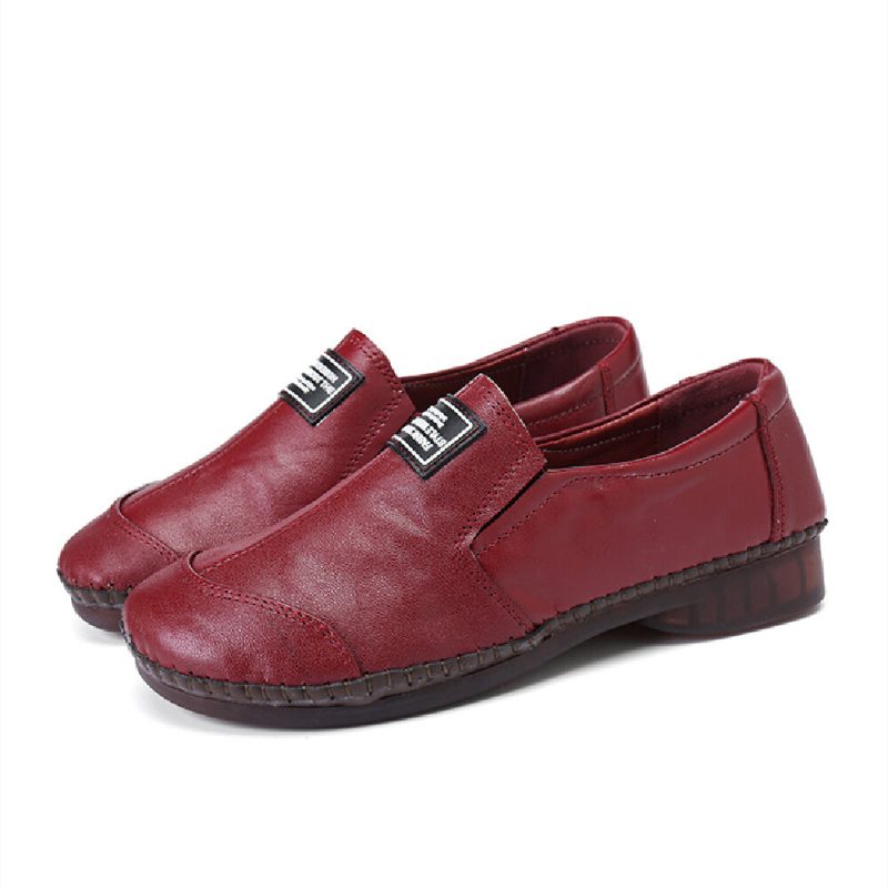 Comfy Ekte Skinn Myke Sklisikre Flate Loafers