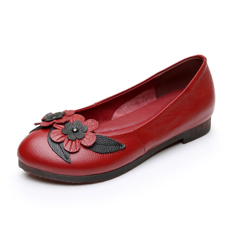 Dame Blomster Decor Comfy Sole Myk Leather Loafers