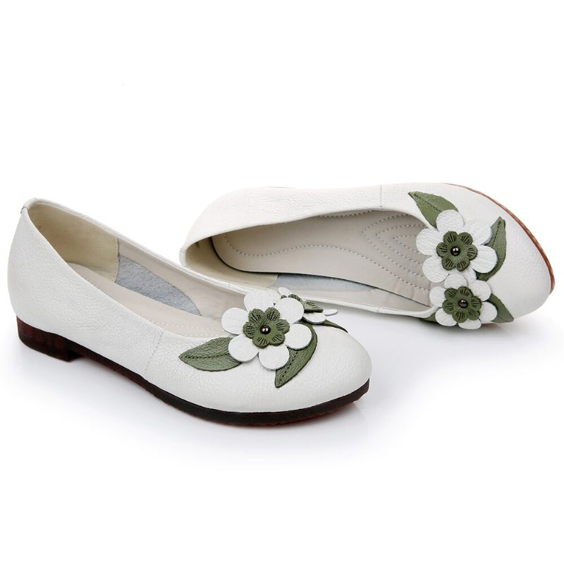 Dame Blomster Decor Comfy Sole Myk Leather Loafers