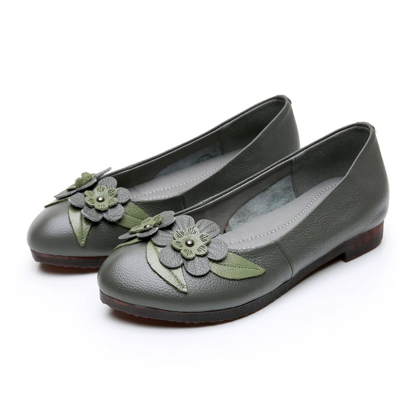 Dame Blomster Decor Comfy Sole Myk Leather Loafers