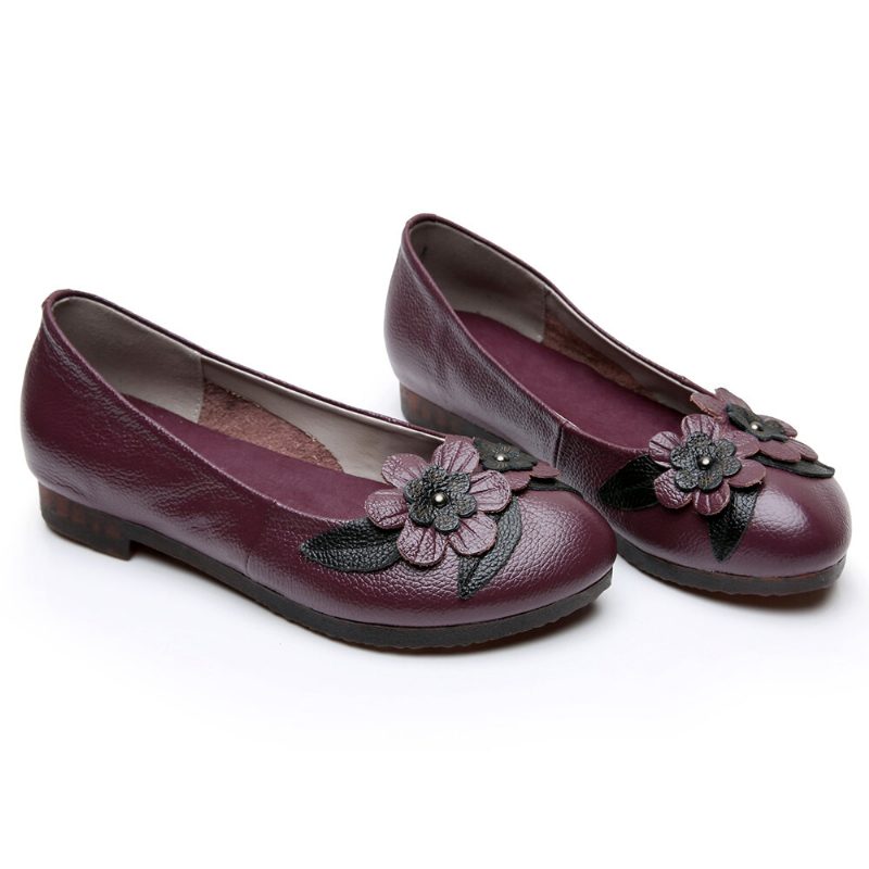 Dame Blomster Decor Comfy Sole Myk Leather Loafers