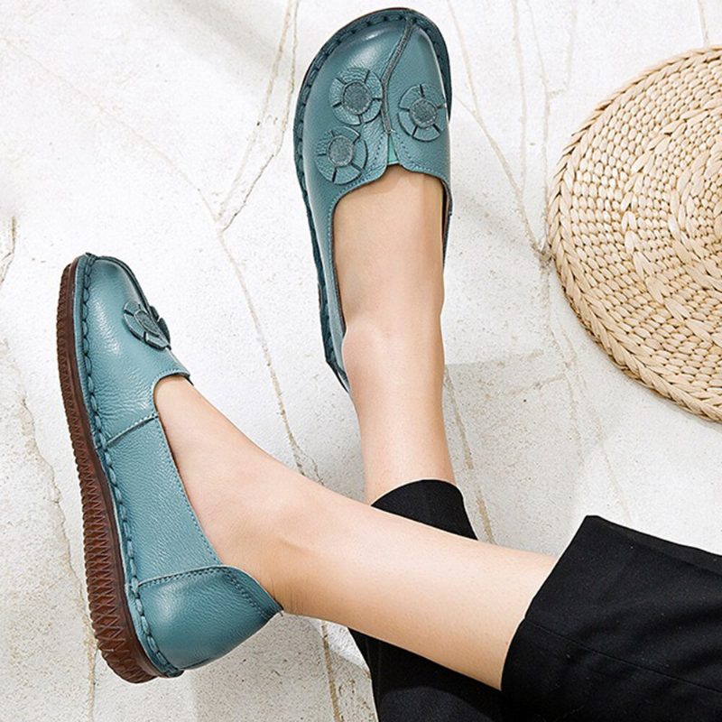 Dame Blomster Dekor Komfortabel Uformell Slip On Flate Loafers