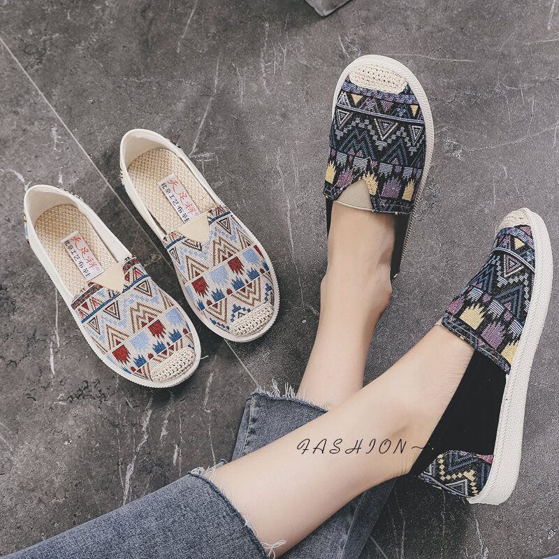 Dame Casual Myk Patchwork Rund Toe Fisherman Sko