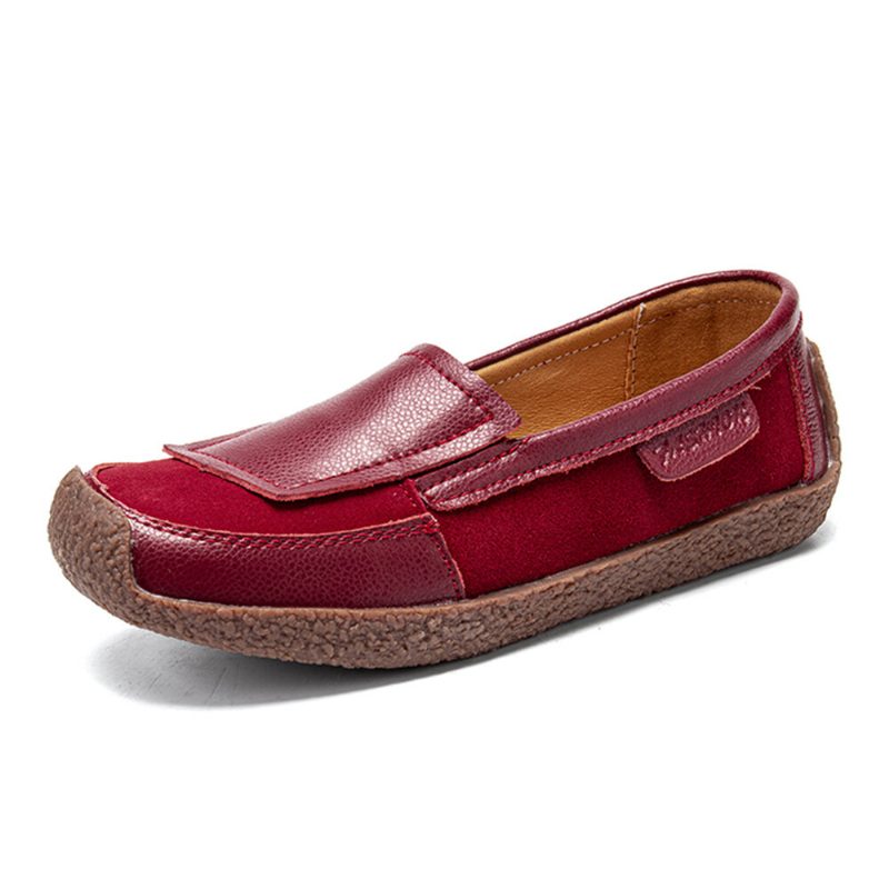 Dame Comfy Leather Splicing Myk Slip On Flate Loafers