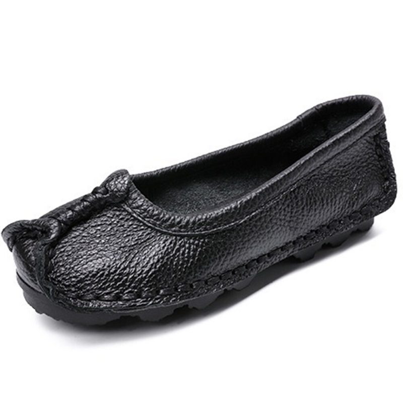 Dame Folkways Stricing Comfy Pustende Casual Leather Loafers